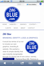 286Blue Website on iPhone