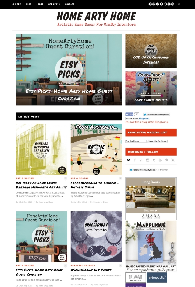 Home Arty Home website by 286blue